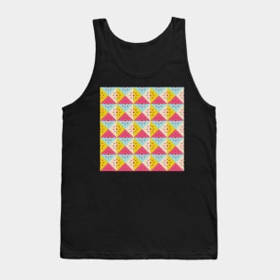 Funky Squares Blue Yellow Pink Tank Top